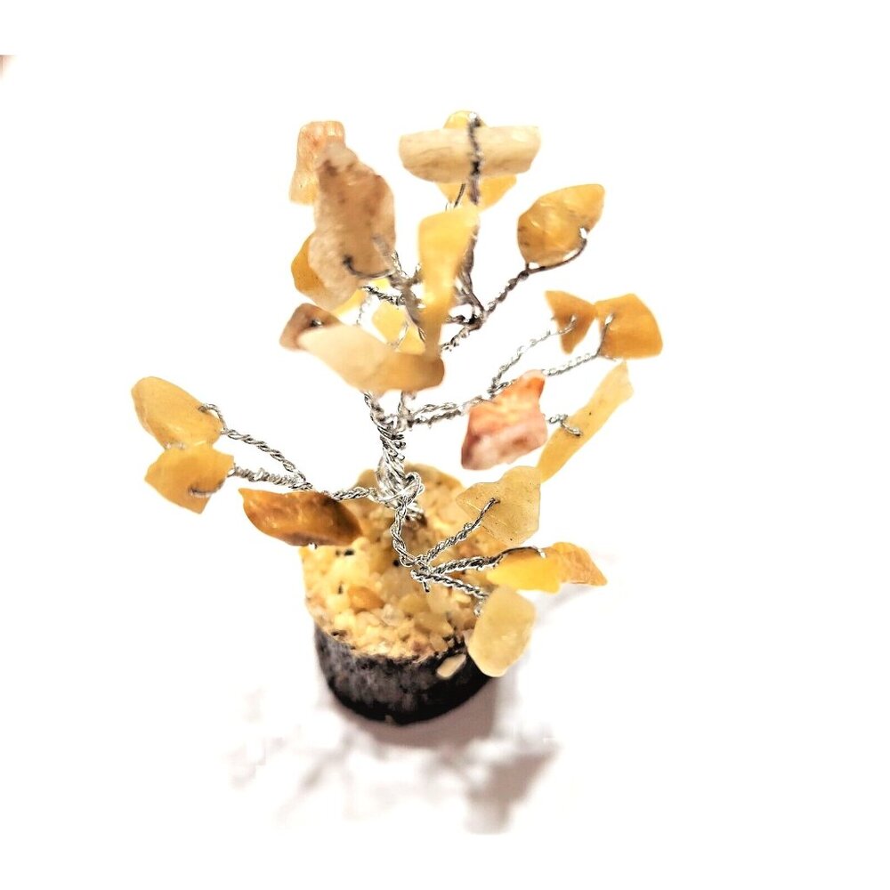 Mini Natural Yellow Quartz Gemstone Tree Perfect for Office Desk!